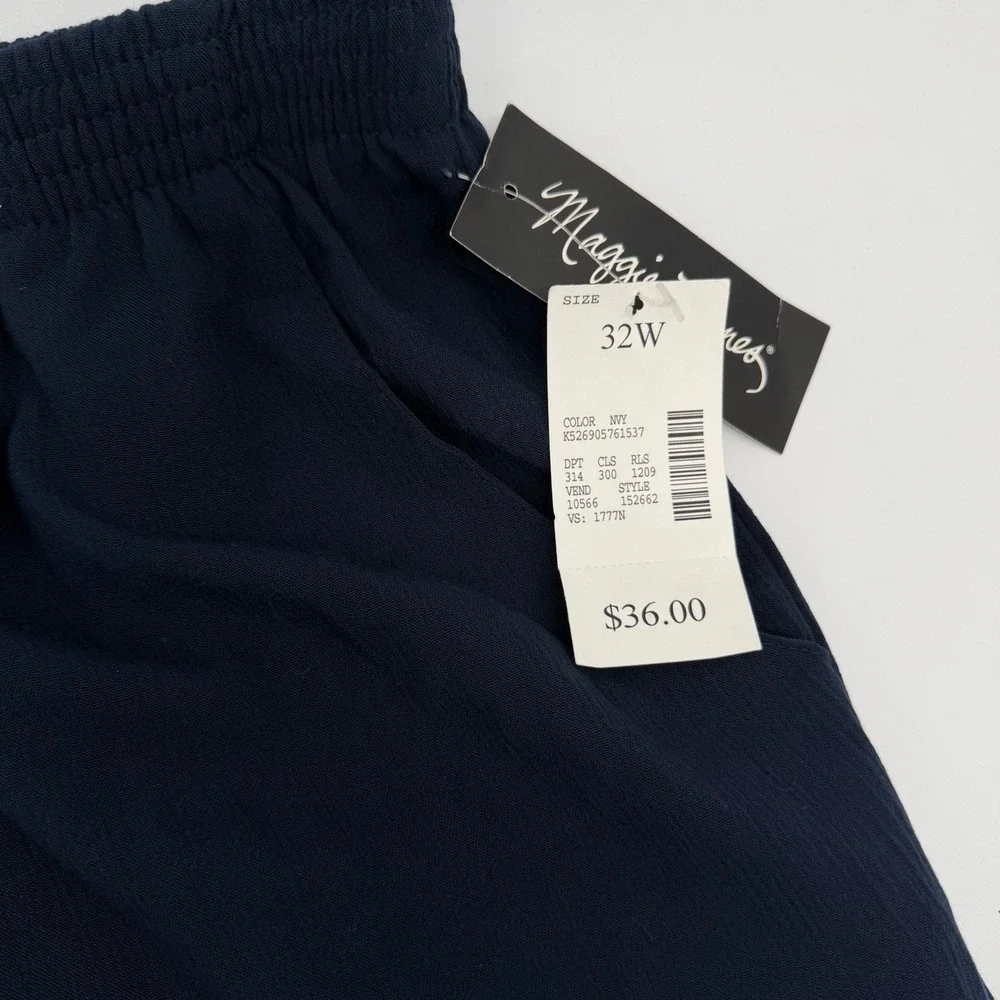 NWT VTG 90s Maggie Barnes 32W Navy High Rise Pants Minimalist Pull‎ On